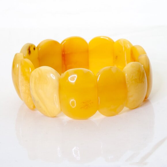 Real BALTIC AMBER Bracelet, Royal White Amber Bracelet, Egg Yolk Amber 25.3 gram - Picture 9 of 11